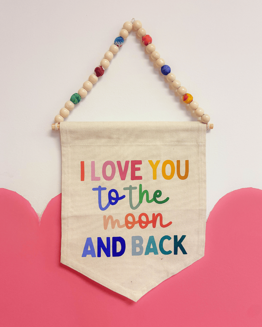 Canvas Hanging Banner | I Love You To The Moon
