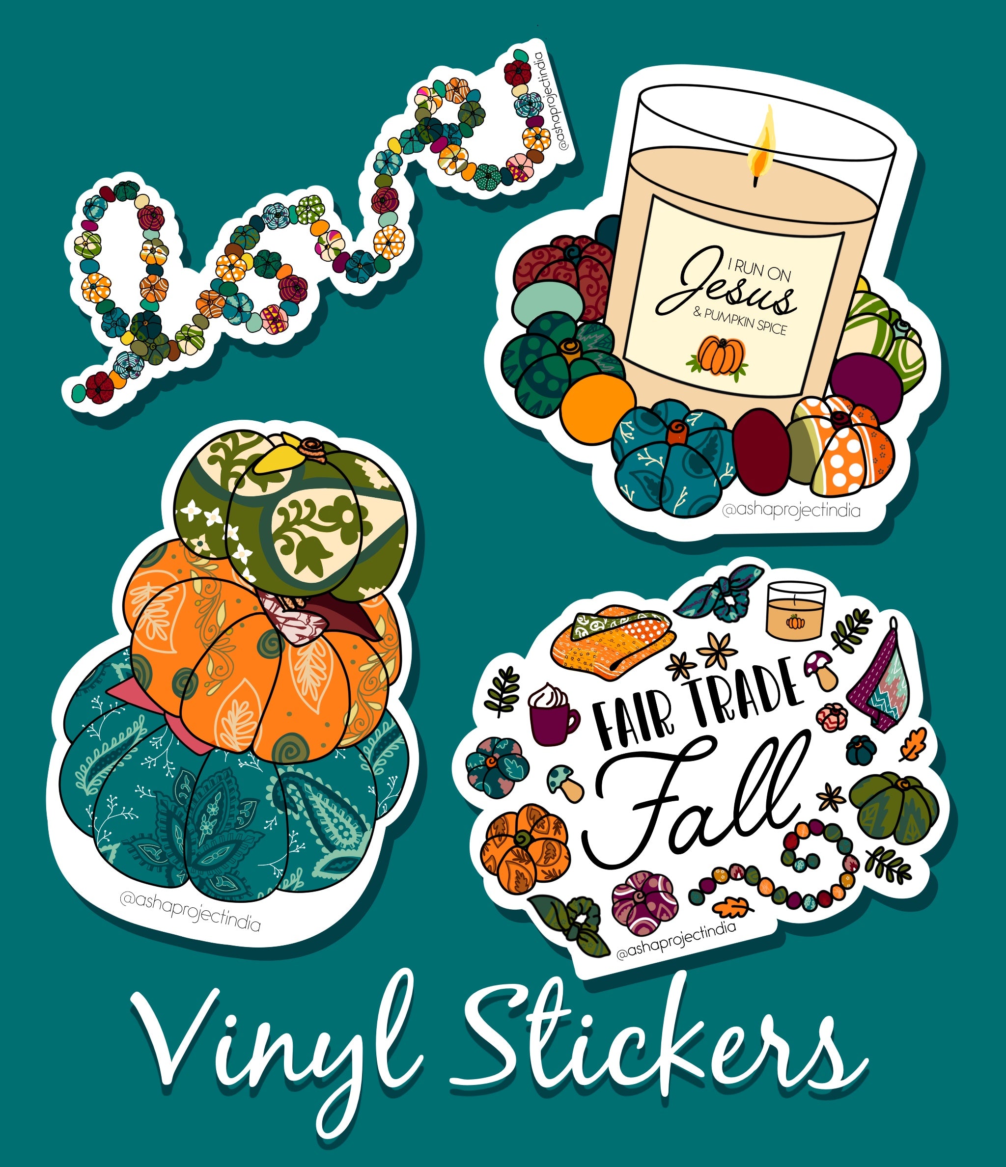 Mini Saree Pumpkin Garland | Vinyl Sticker