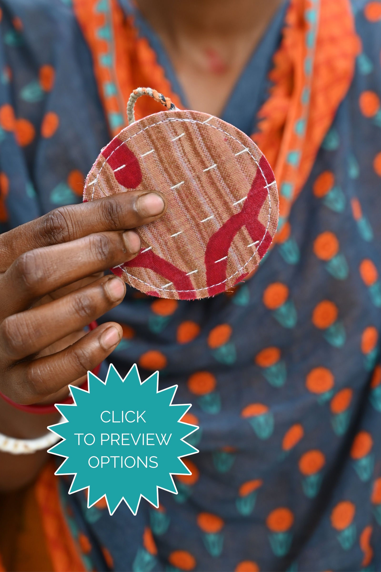 Kantha Christmas Ornaments | Round