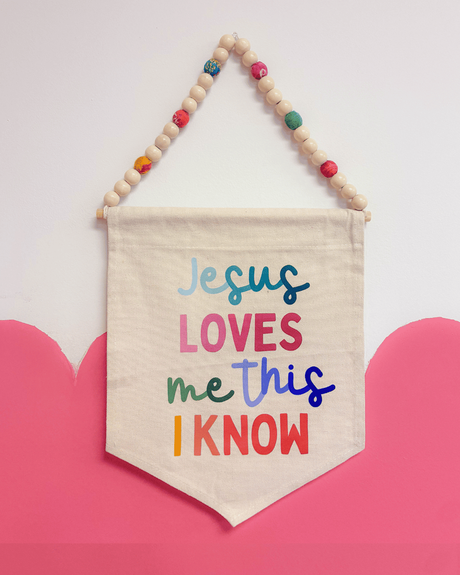 Canvas Hanging Banner | Jesus Loves Me