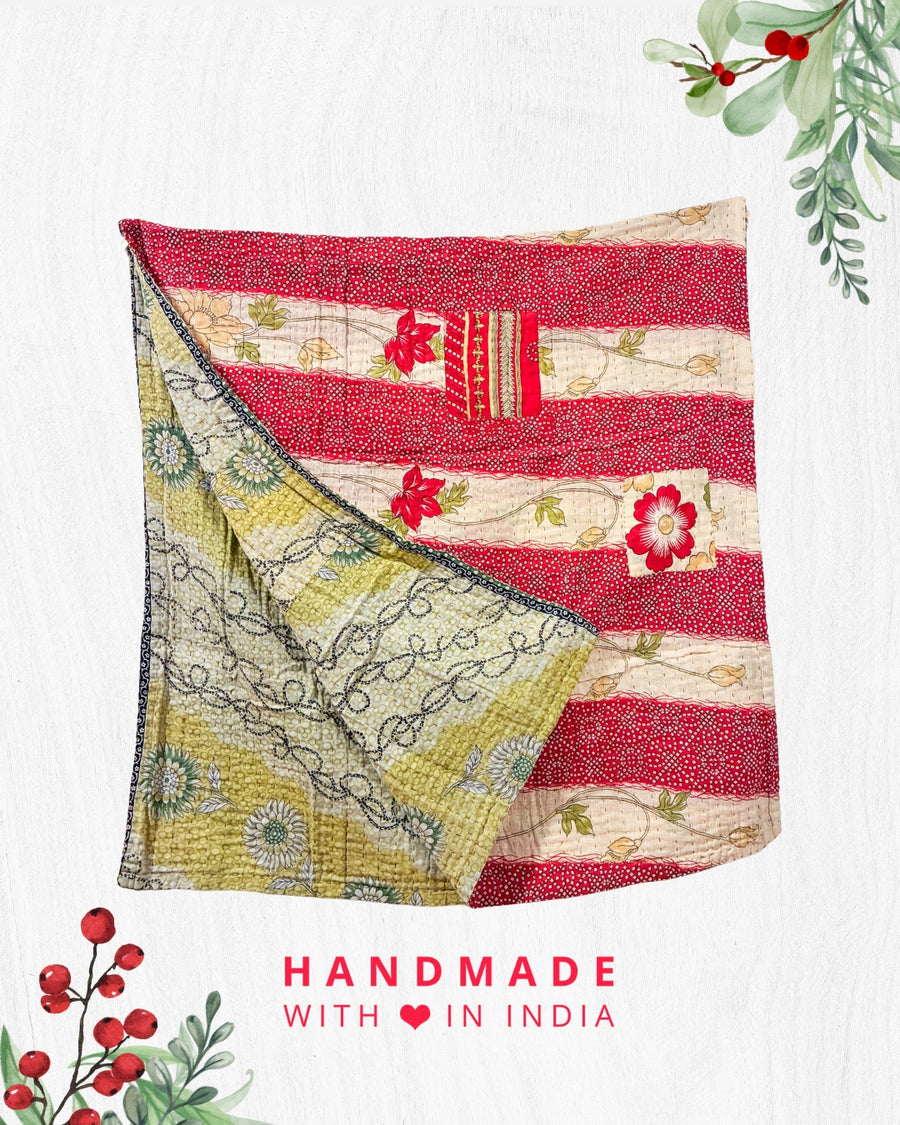 Kantha Throw Blanket | Christmas