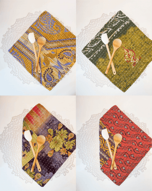 Kantha Dish Cloth Gift Set (4) | Fall