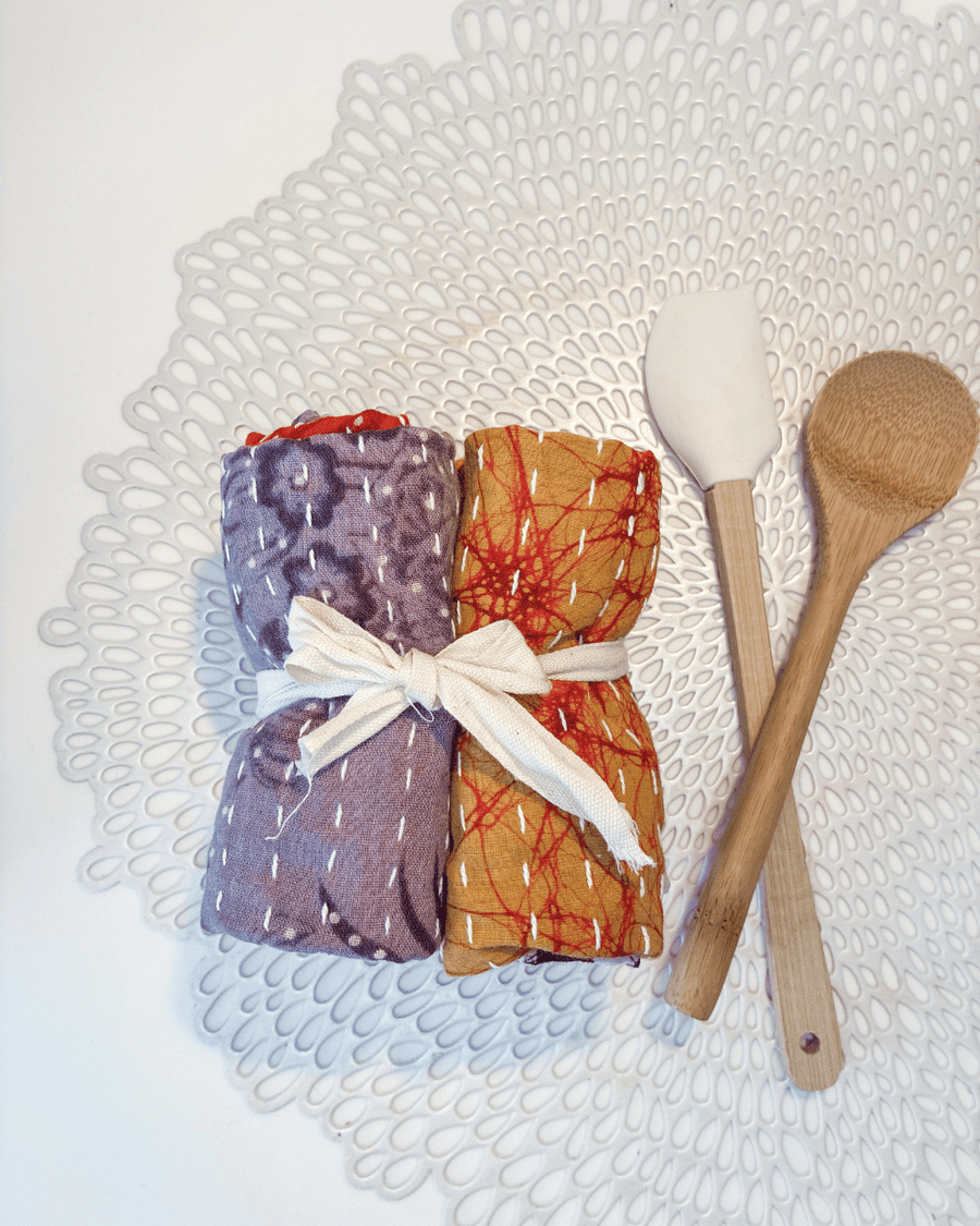 Kantha Dish Cloth Gift Set (4) | Fall