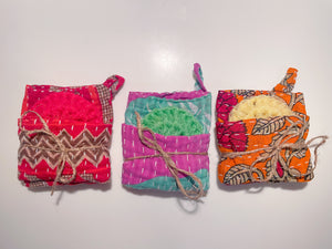 Handmade dish cloth and scrubber crafted with care by at-risk women in India, supporting empowerment and sustainable livelihoods.