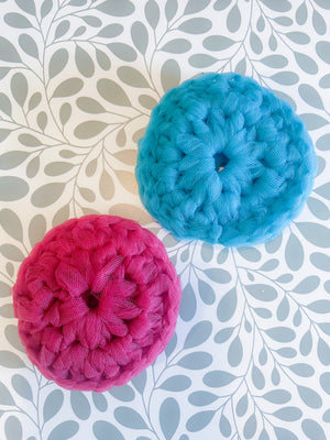 Handmade dish scrubber crafted with care by at-risk women in India, supporting empowerment and sustainable livelihoods.