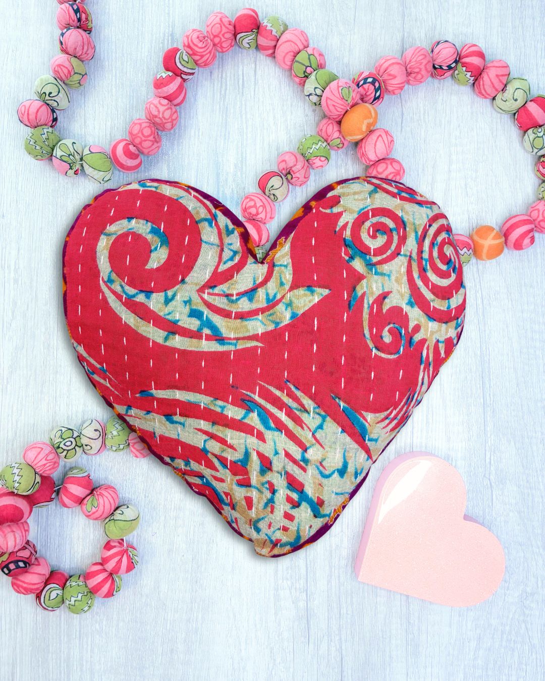 Kantha Pillow | Heart