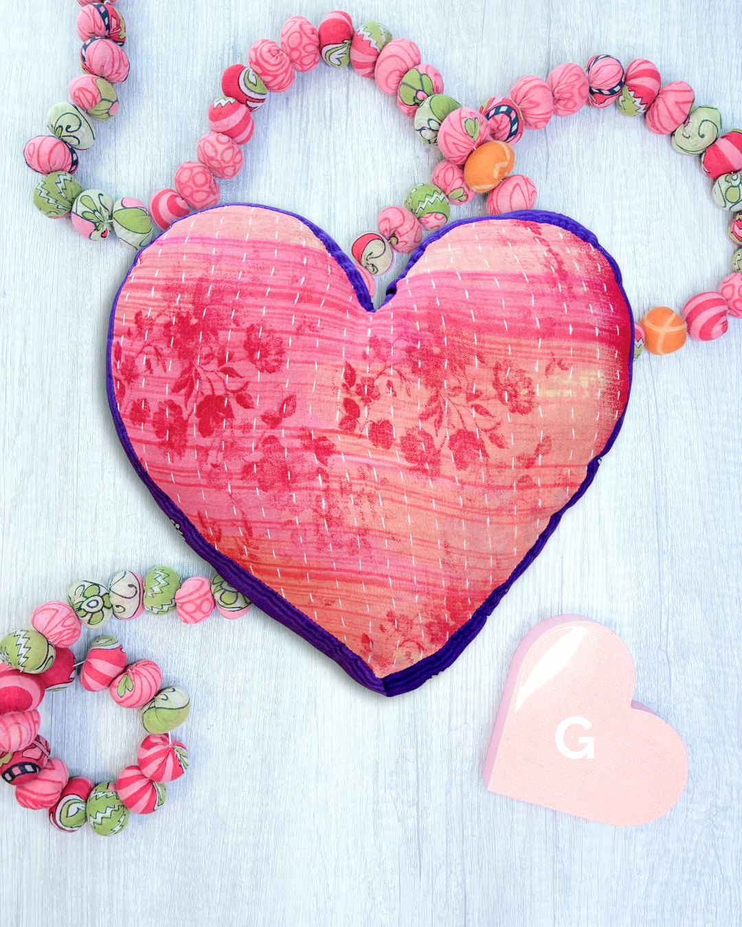 Kantha Pillow | Heart