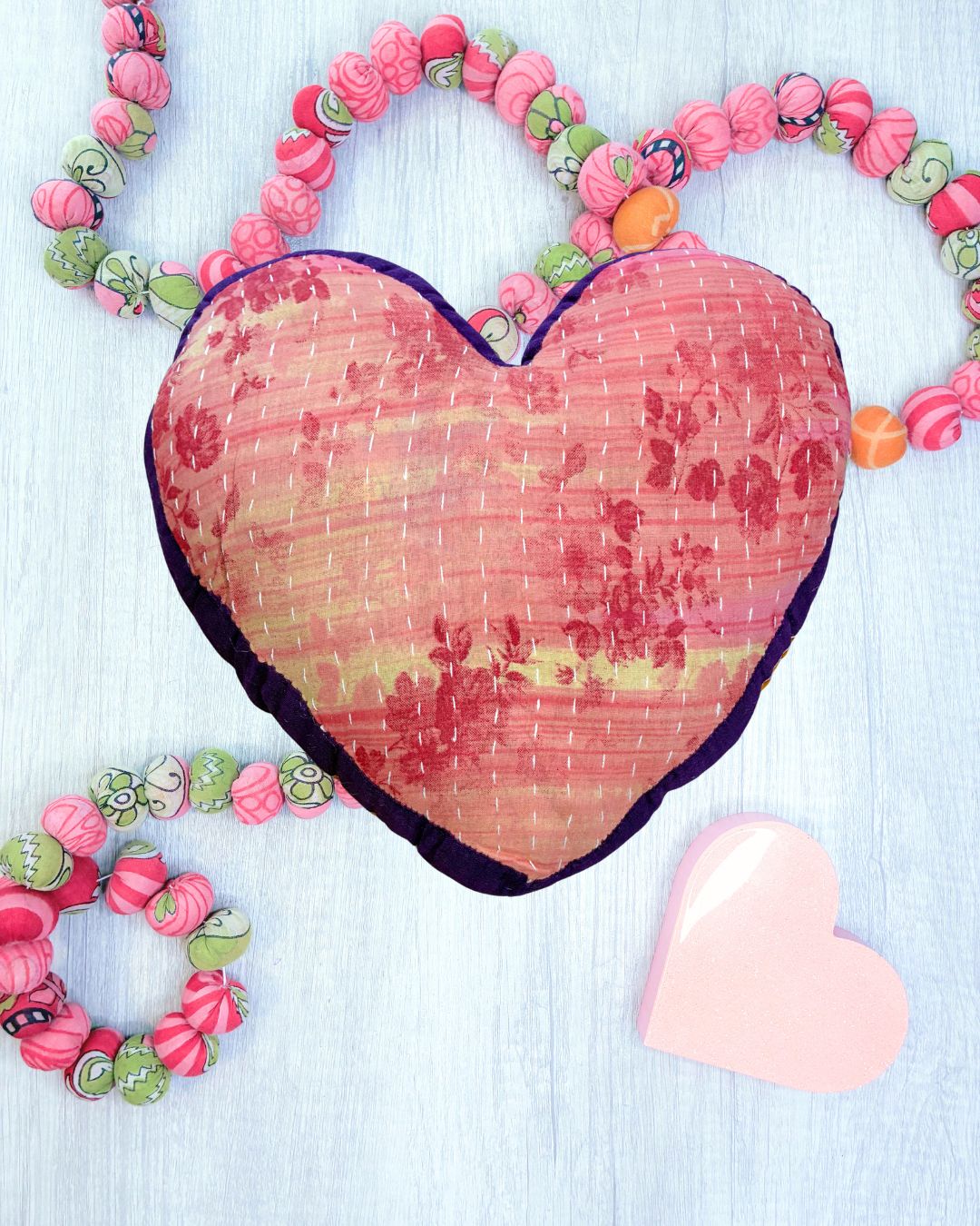 Kantha Pillow | Heart