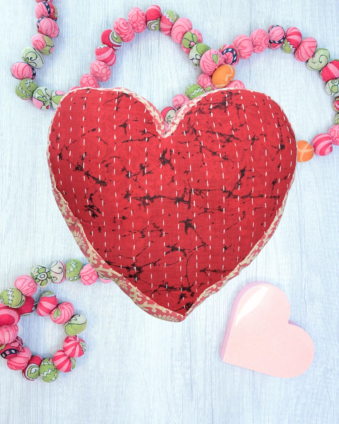 Kantha Pillow | Heart