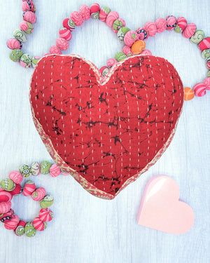 Kantha Pillow | Heart