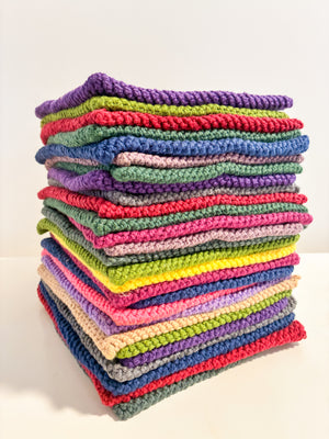 Fair trade crocheted trivet made with thick cotton yarn, ideal for cooking, baking, and everyday kitchen tasks.