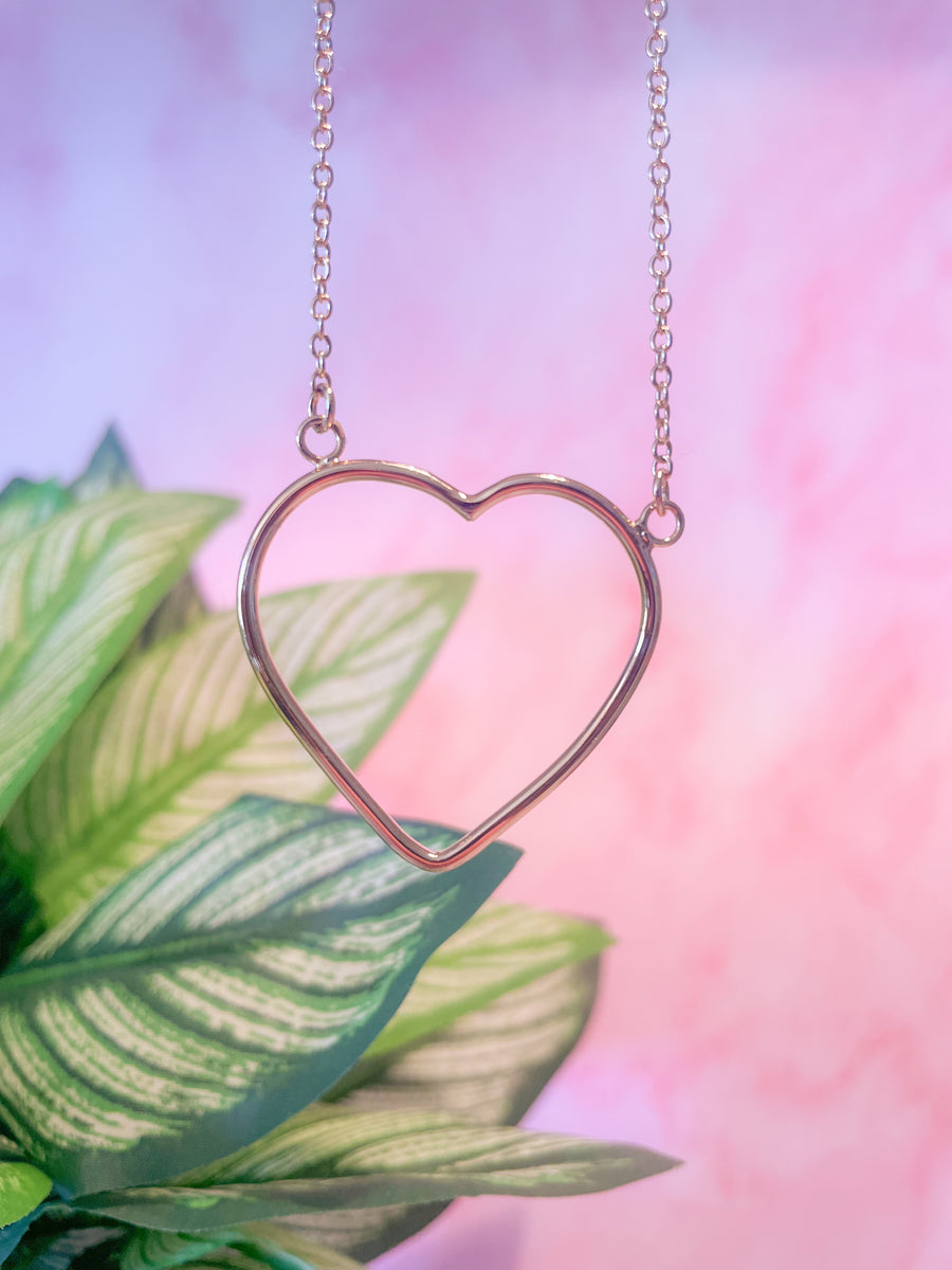 Open Heart Charm Necklace | Gold