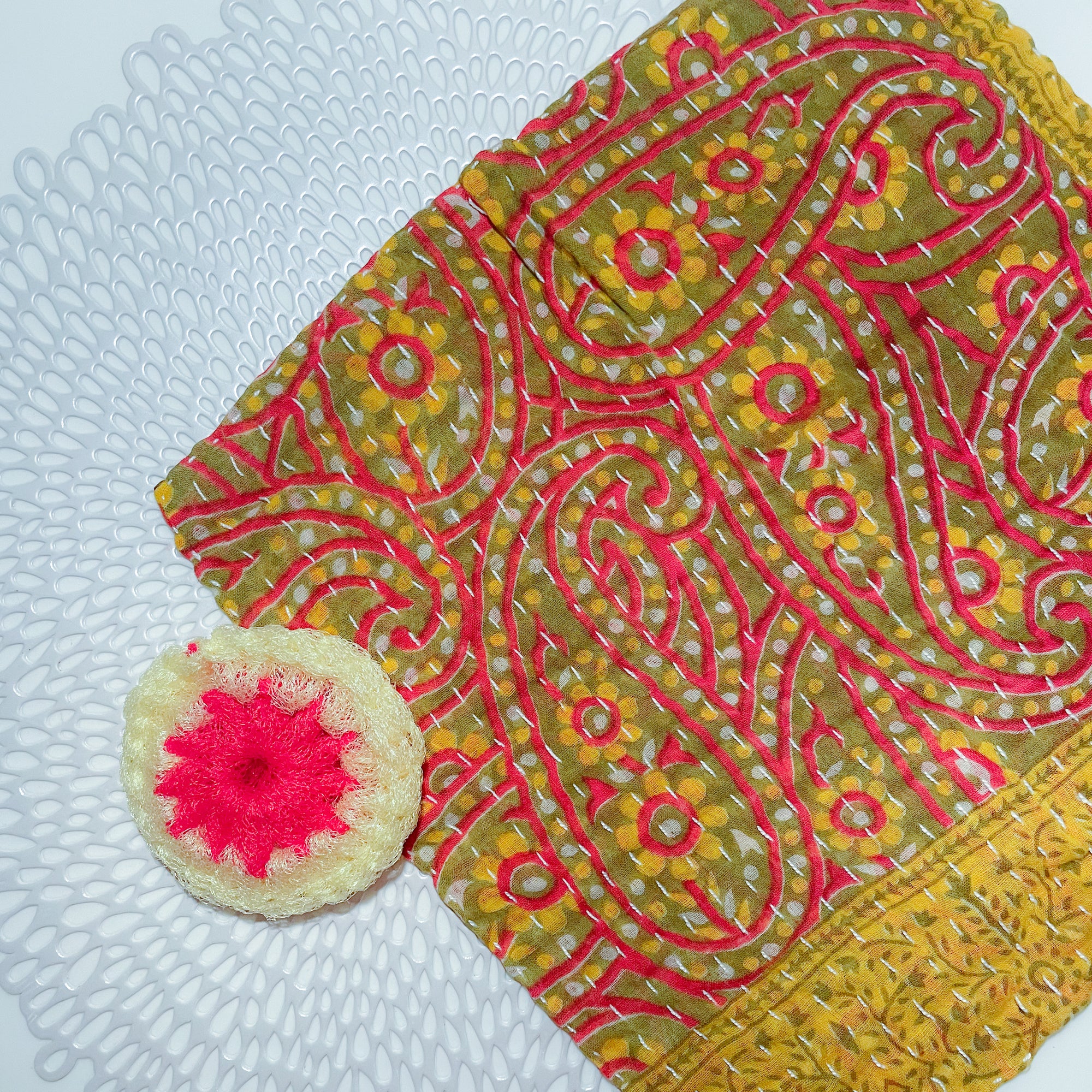 Kantha Dish Cloth + Dish Scrubber Gift Set