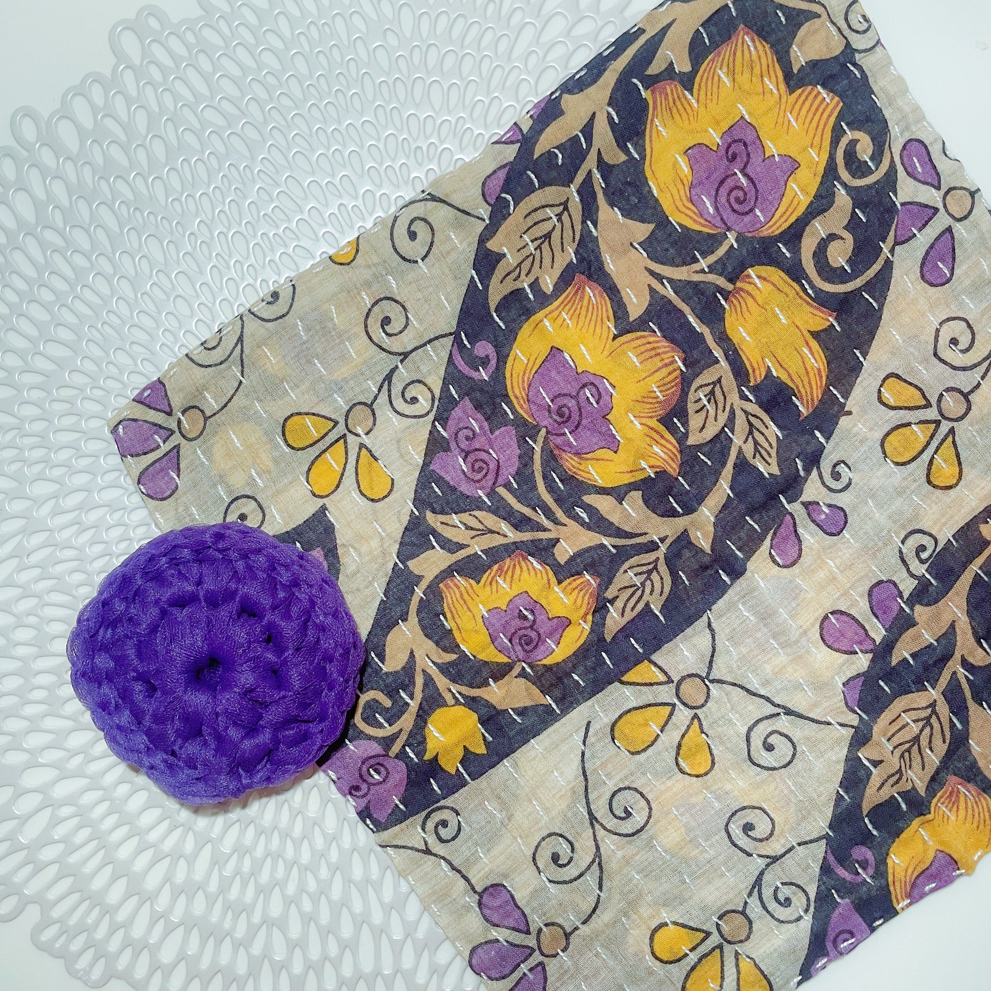 Kantha Dish Cloth + Dish Scrubber Gift Set