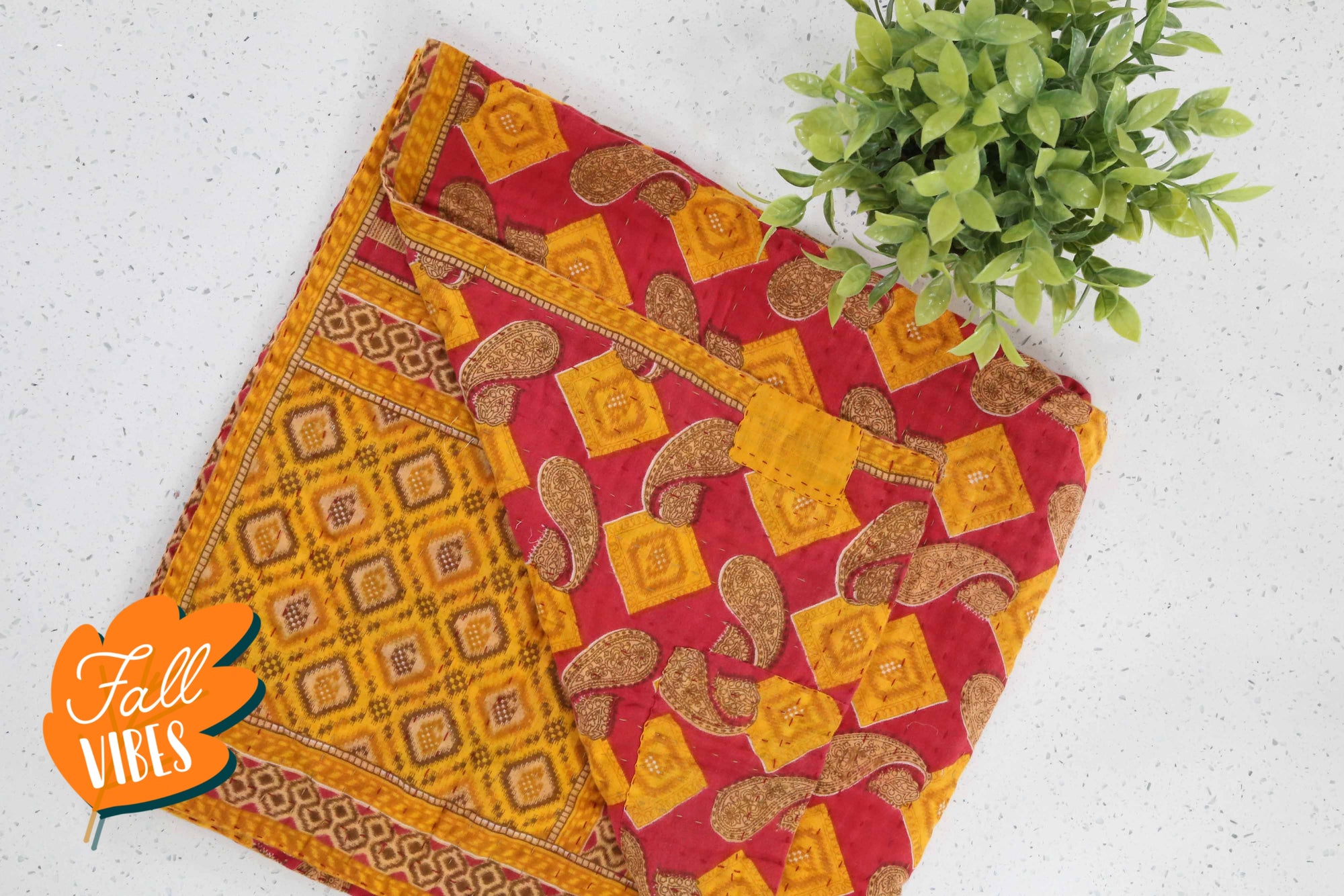 Kantha Mini Throw Blanket