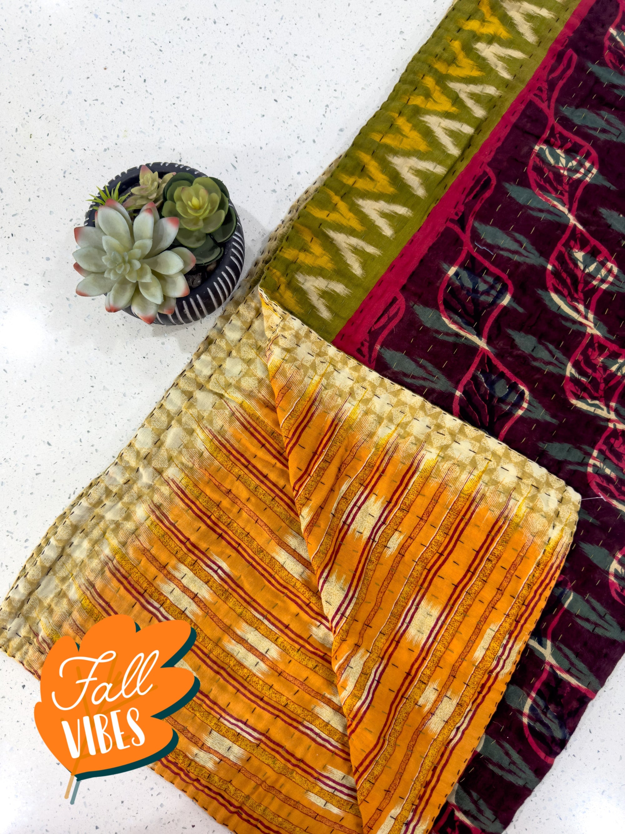 Kantha Throw Blanket