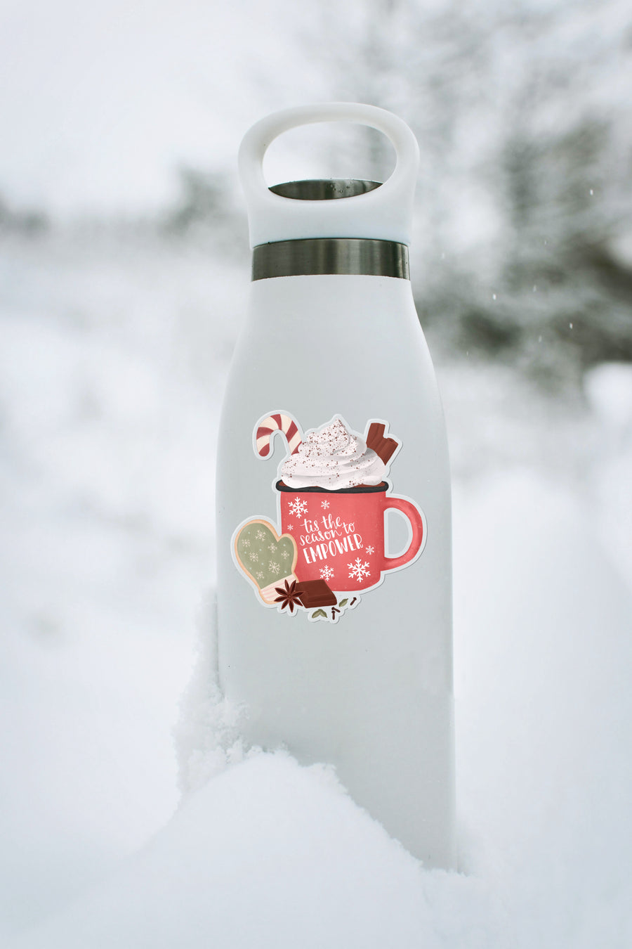 Clear Vinyl Sticker - Christmas Mug  3.3x3.6in