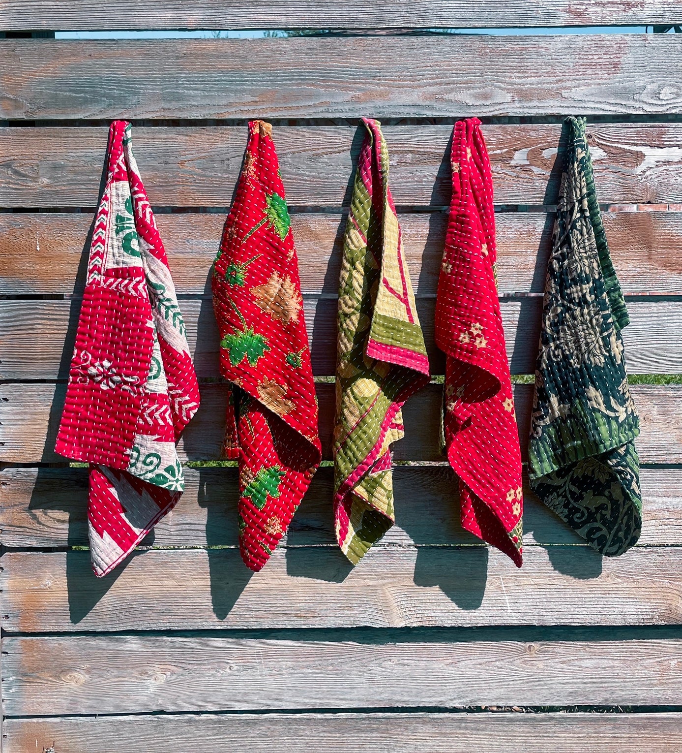 Christmas Kantha Kitchen Towel