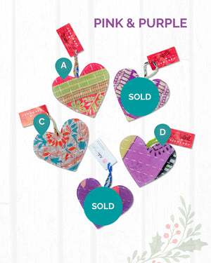 Kantha Christmas Ornaments | Heart