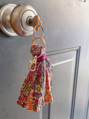 Vintage Kantha Tassel Keychain