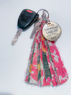 Vintage Kantha Tassel Keychain