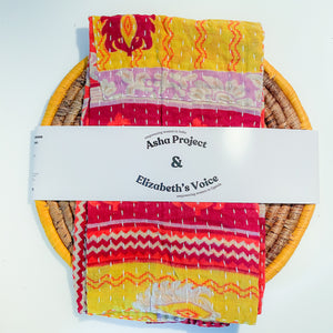 Kantha Kitchen Towel + Yellow Banana Leaf Trivet Gift Set