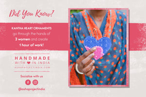 Kantha Christmas Ornaments | Heart