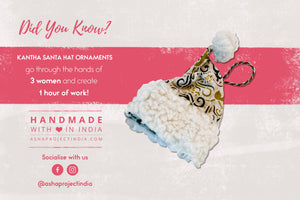Kantha Christmas Ornament | Santa Hat