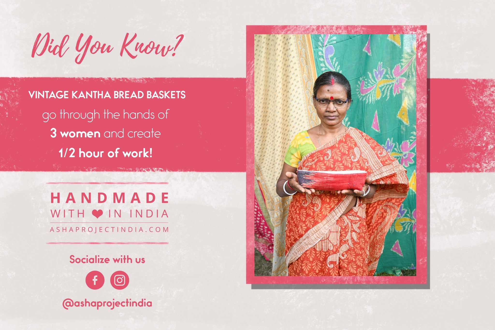 Vintage Kantha bread basket, handcrafted from eco-friendly fabric with vibrant, colorful stitching. The intricate Kantha embroidery features a mix of bold patterns and rich hues, making this basket both a functional and decorative piece. Perfect for serving bread, rolls, or storing small items, it adds a touch of rustic charm and handmade elegance to any kitchen or dining room