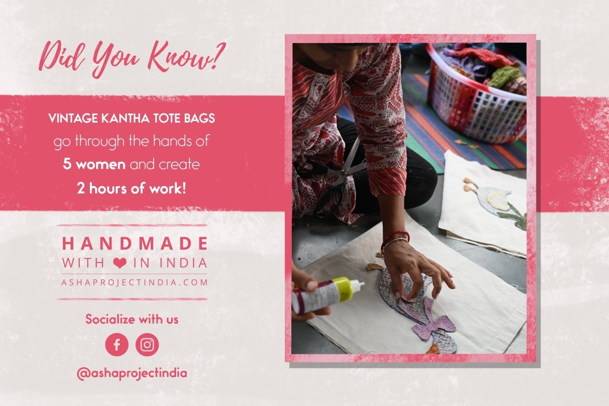 Vintage Kantha Tote | Goose - Asha Project Kantha - Saree - Handmade