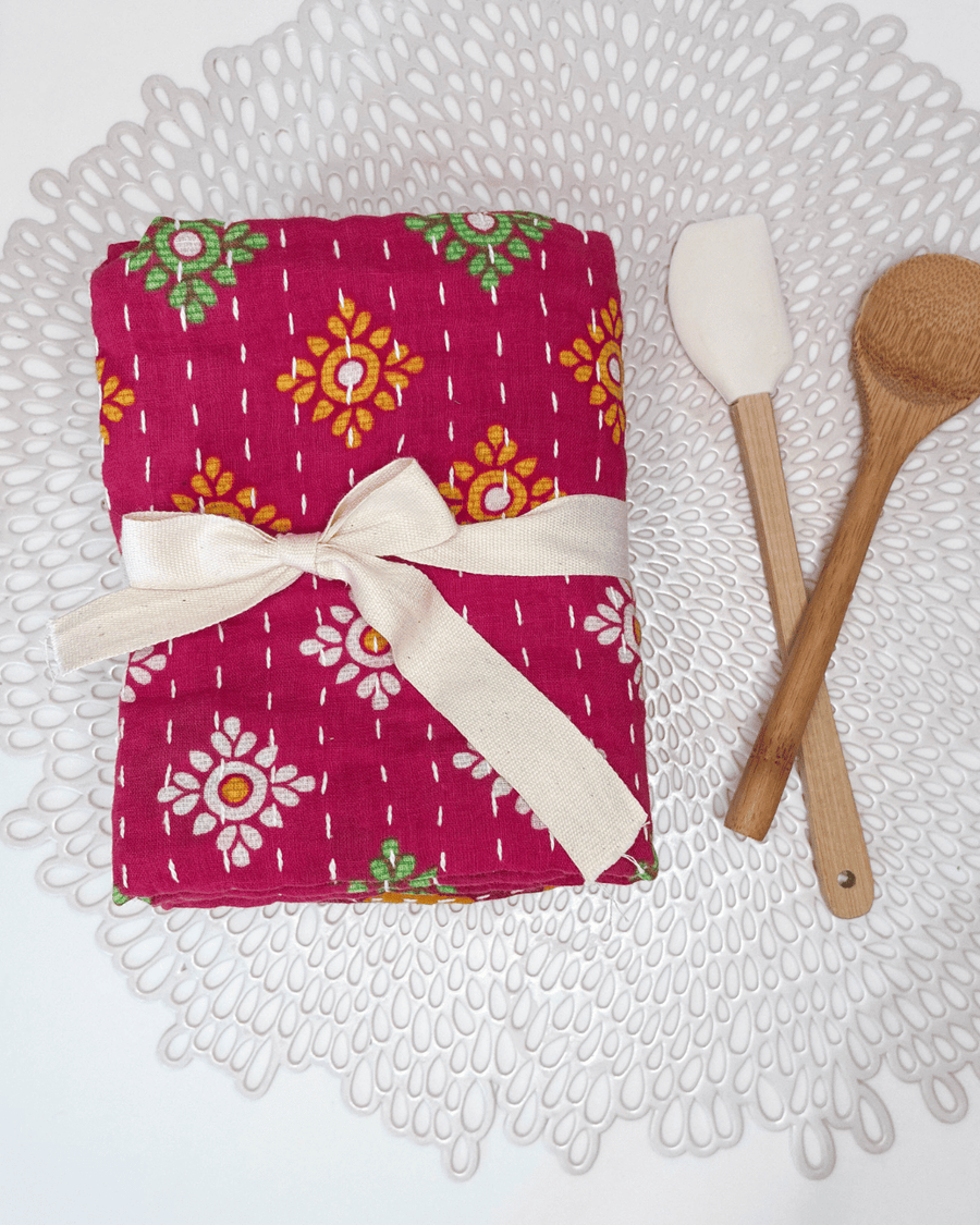 Kantha Kitchen Towel Gift Set (3) | Valentine's Day