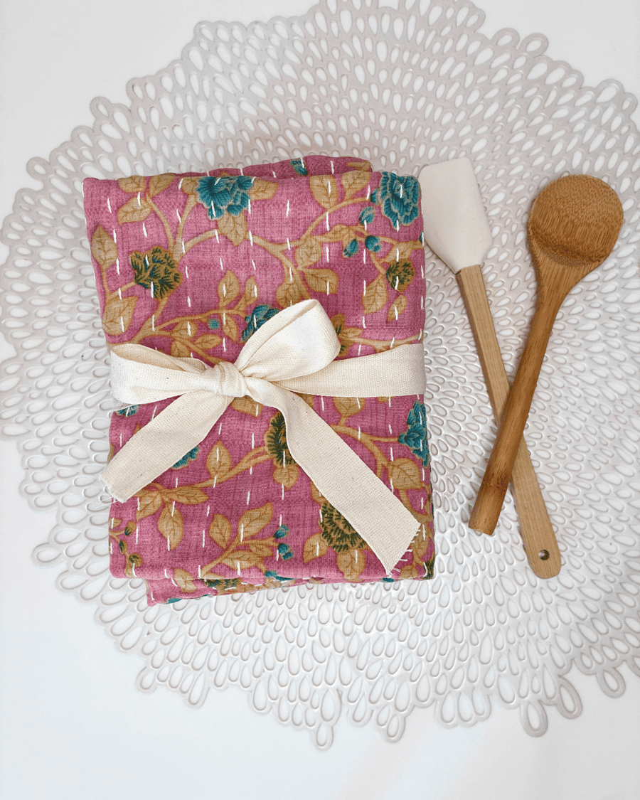 Kantha Kitchen Towel Gift Set (3) | Valentine's Day