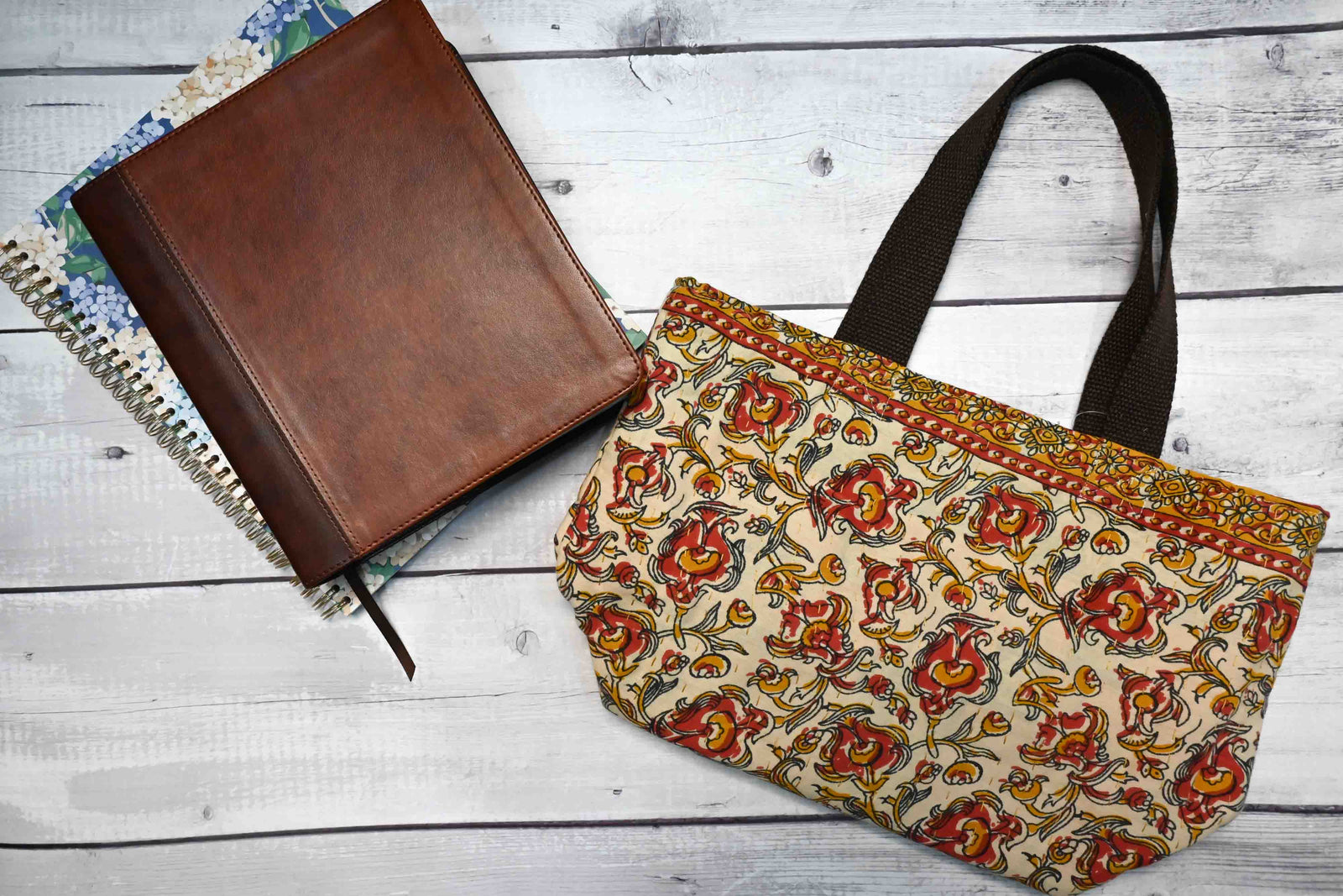 Handmade Kantha Bible bag with vibrant, stitched patterns, providing a beautiful and durable way to carry and protect your Bible, journal, and all your study needs.