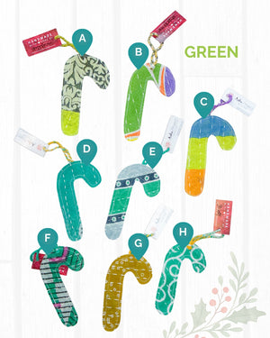Kantha Christmas Ornaments | Candy Cane