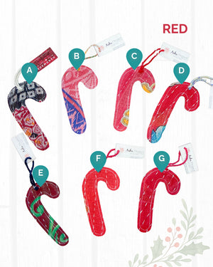 Kantha Christmas Ornaments | Candy Cane