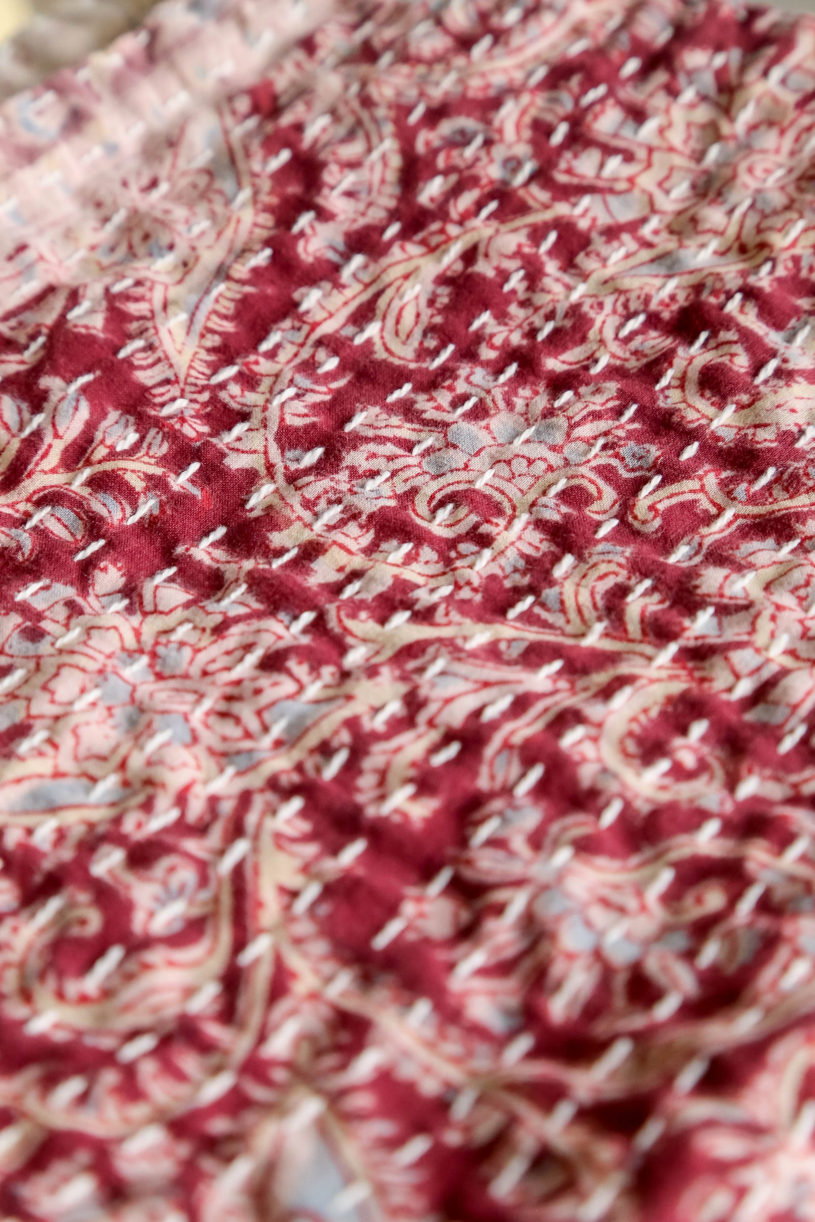 Kantha stitched saree fabric