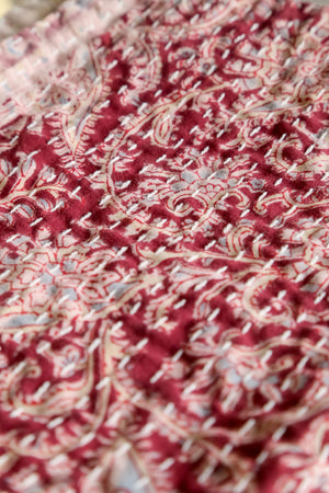 Kantha stitched saree fabric