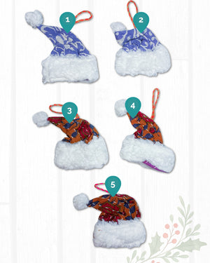 Kantha Christmas Ornament | Santa Hat
