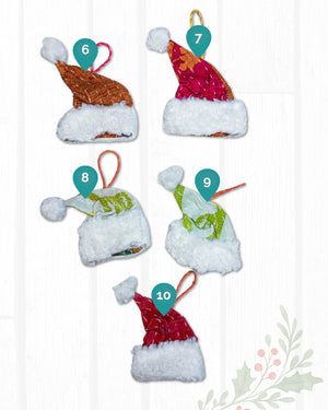 Kantha Christmas Ornament | Santa Hat