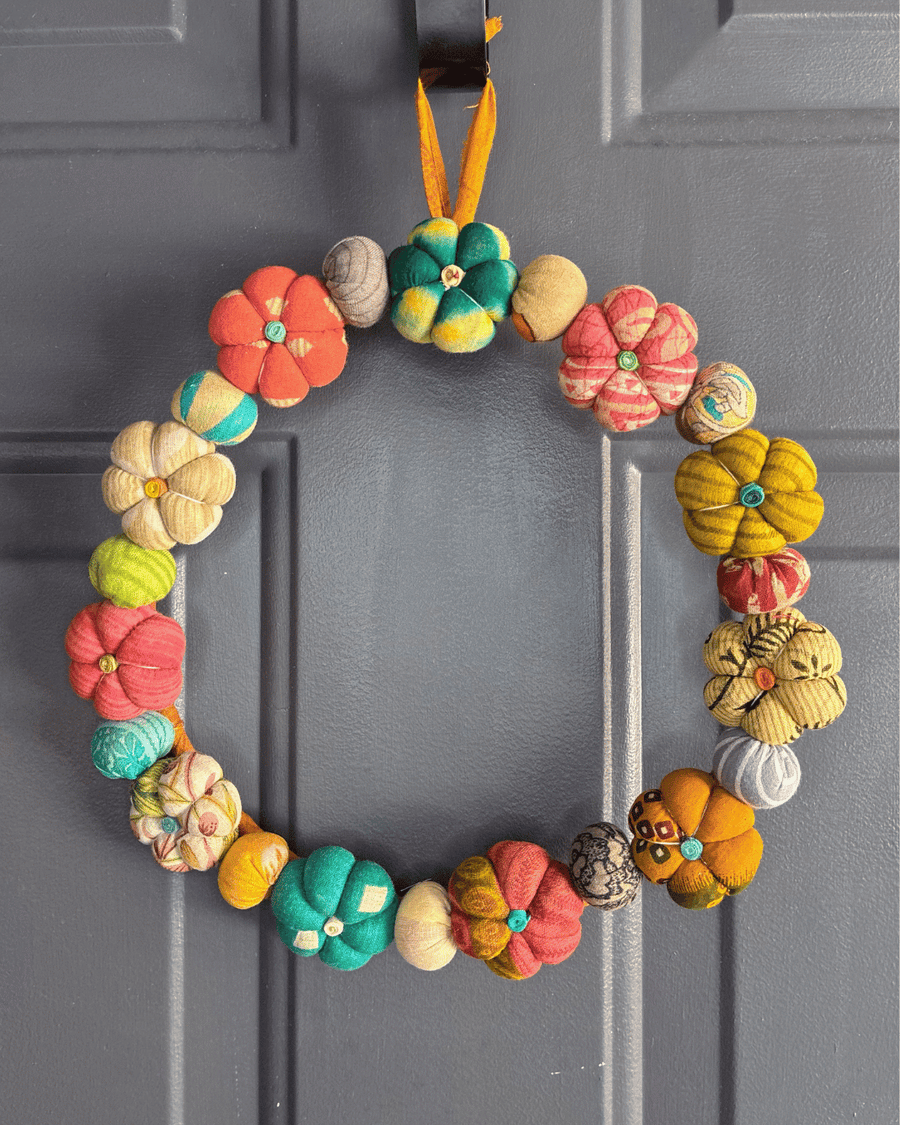 Mini Saree Pumpkin Wreath | Large