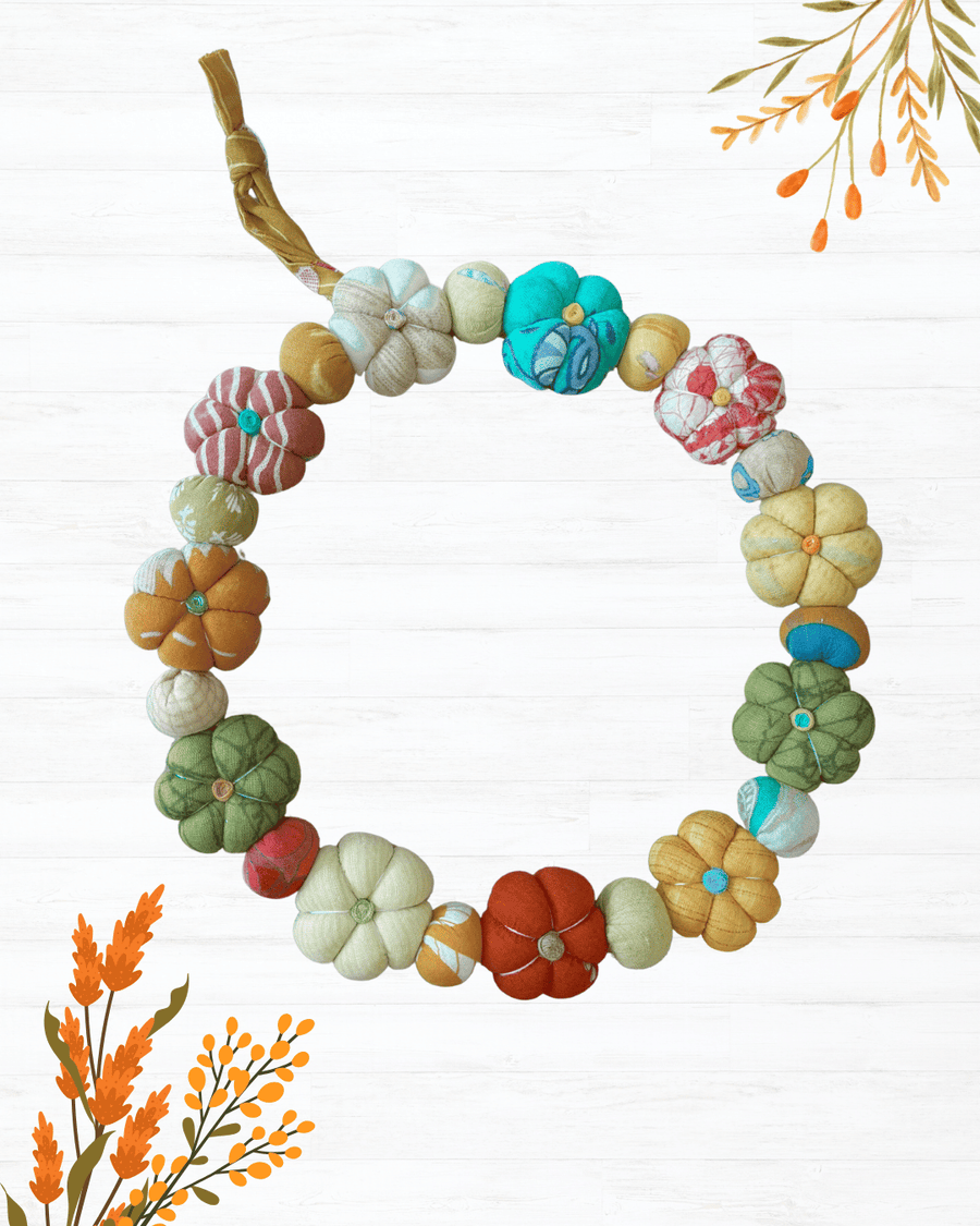 Mini Saree Pumpkin Wreath | Large