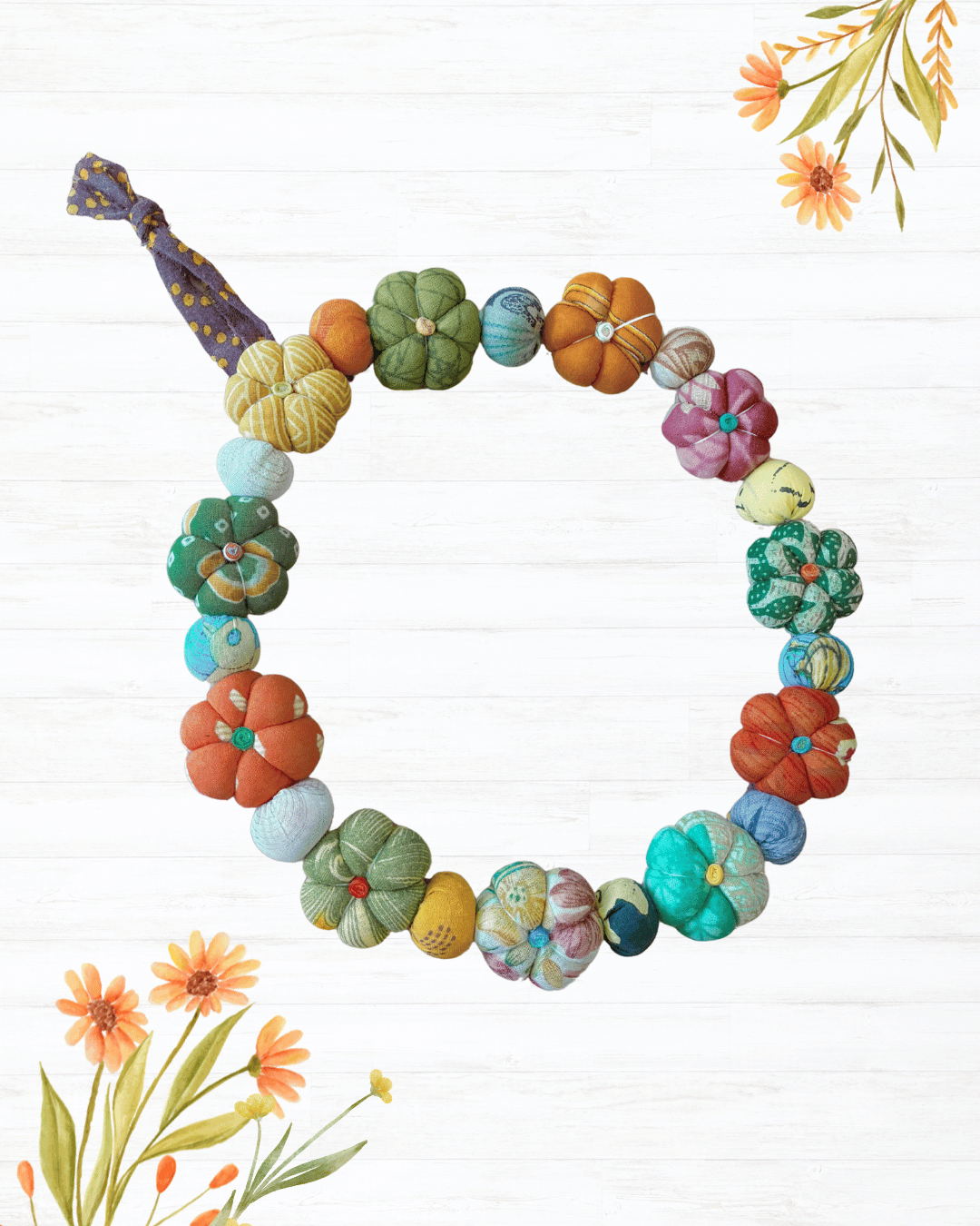 Mini Saree Pumpkin Wreath | Large