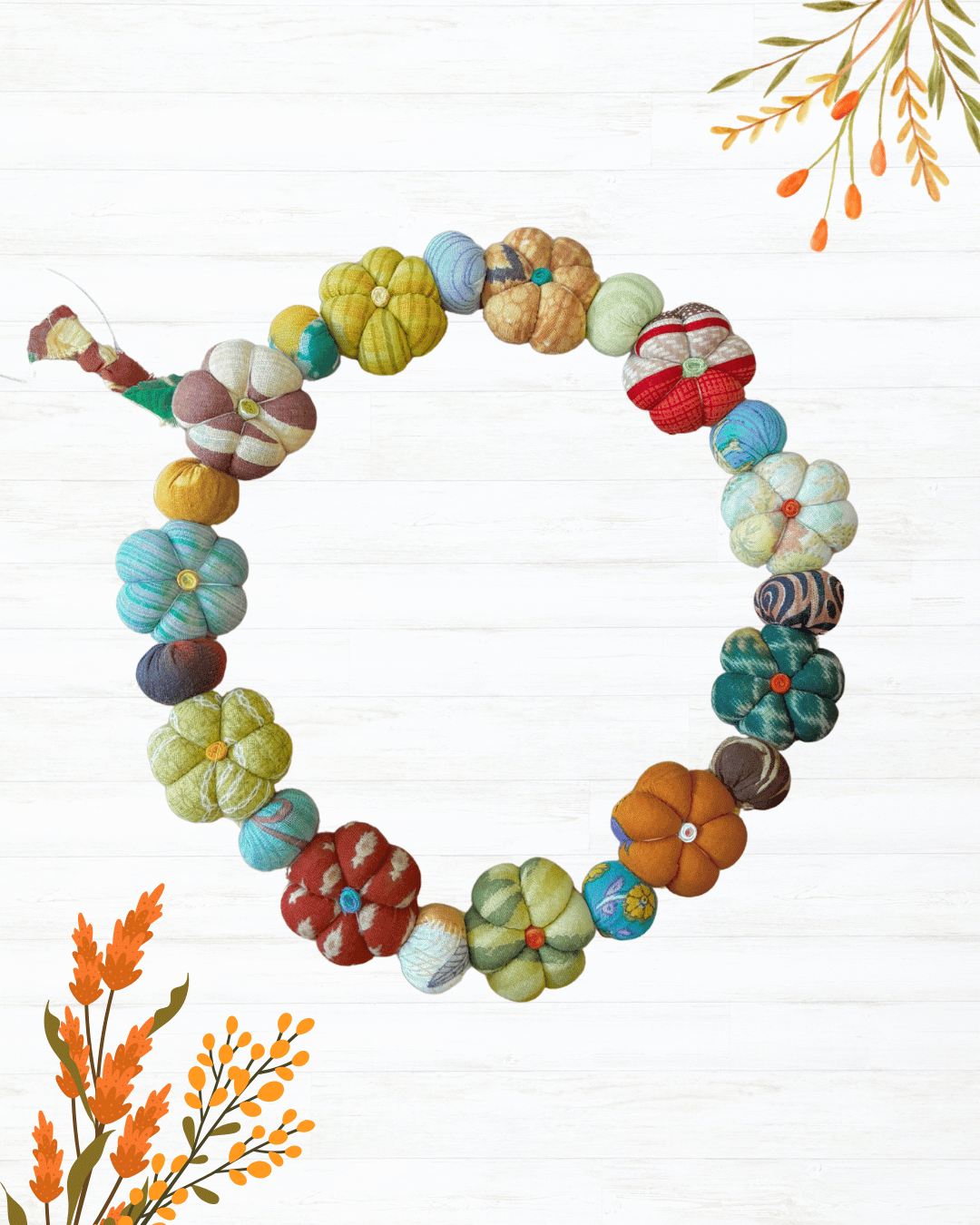 Mini Saree Pumpkin Wreath | Large