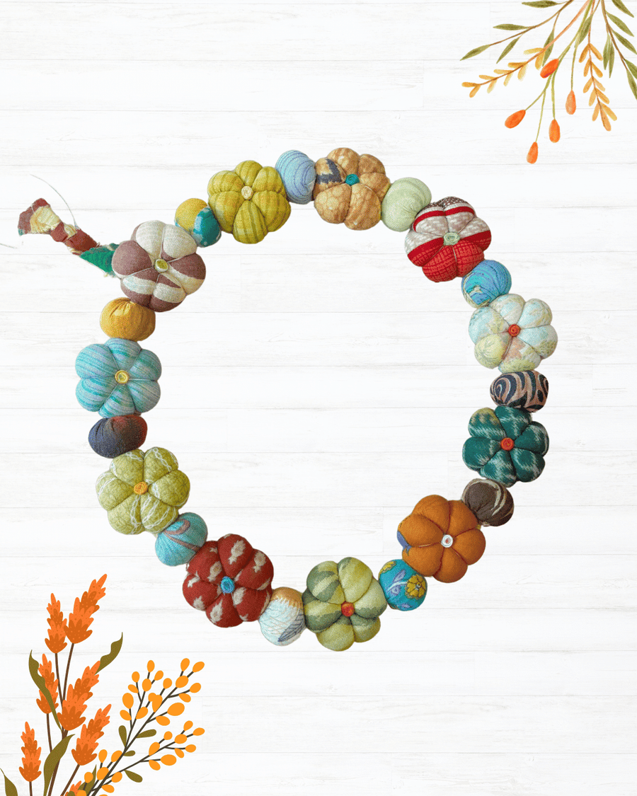 Mini Saree Pumpkin Wreath | Large