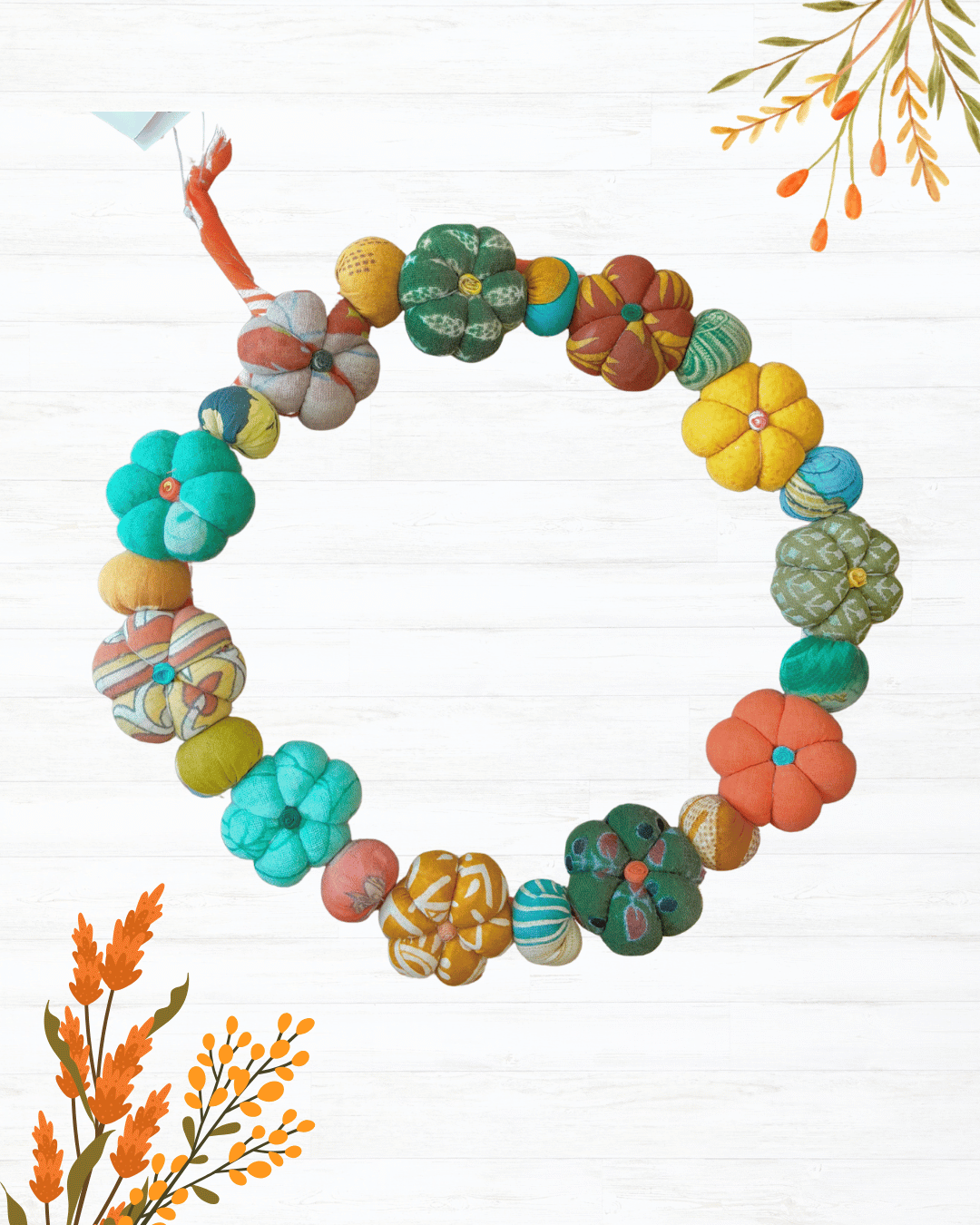 Mini Saree Pumpkin Wreath | Large