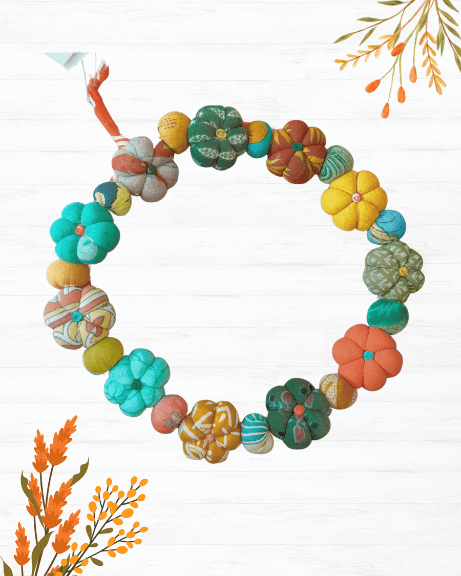 Mini Saree Pumpkin Wreath | Large