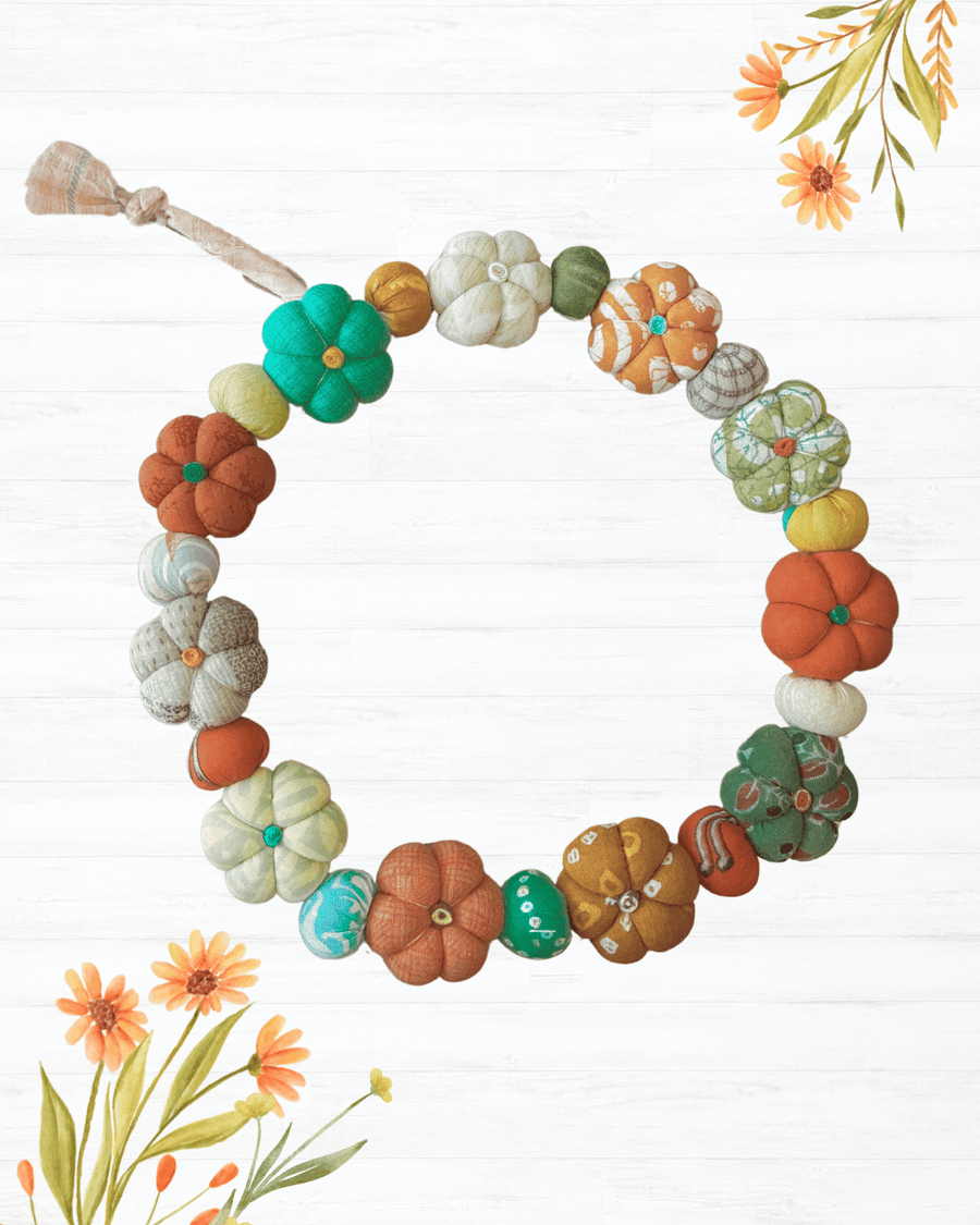 Mini Saree Pumpkin Wreath | Large