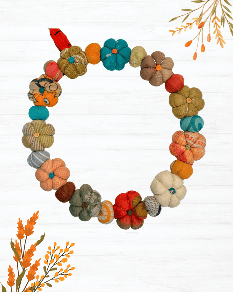 Mini Saree Pumpkin Wreath | Large