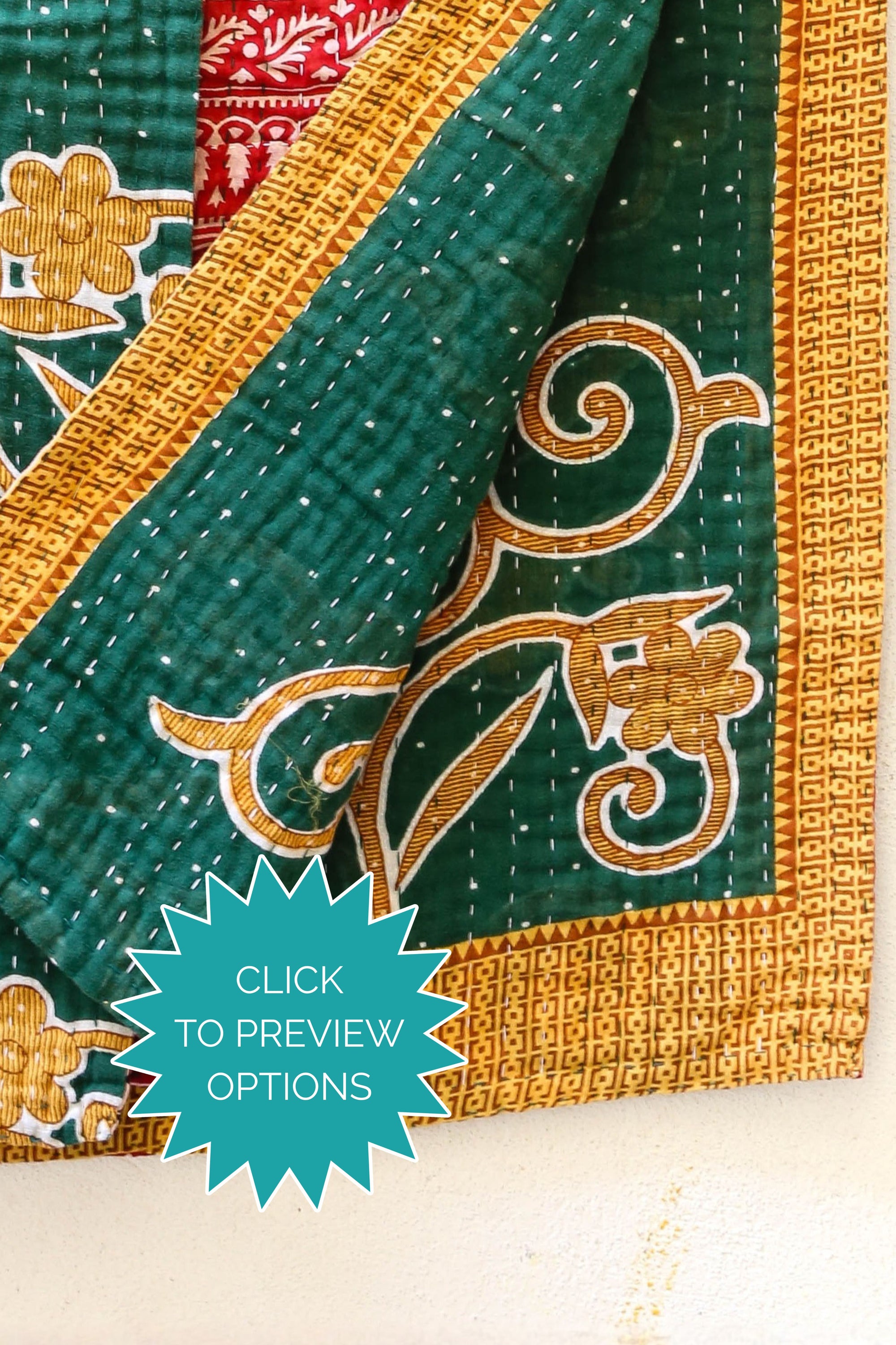 Kantha Mini Throw Blanket | Assorted