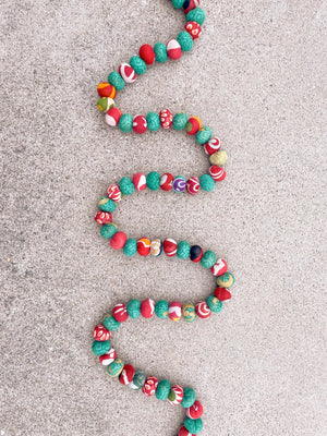 Saree Bead Garland in bright reds and greens perfect for Christmas Decorations.